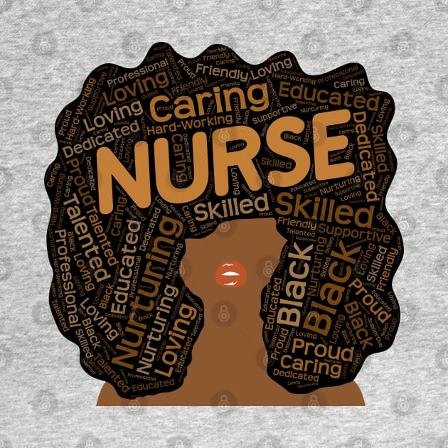 Black Nurse Words in Afro by blackartmattersshop